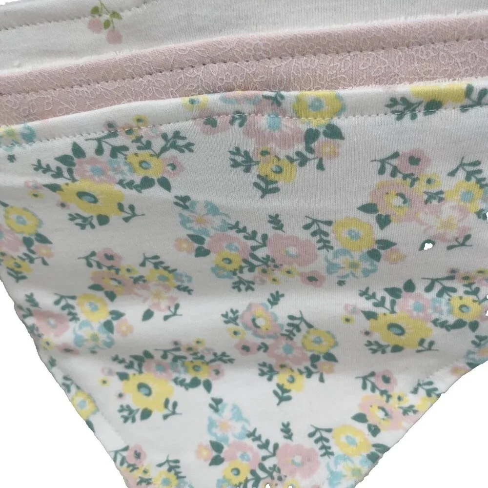 NEW Starting Out Bandana Bibs 3-Pack Baby Girls Snap Closure Floral Pink Pastel